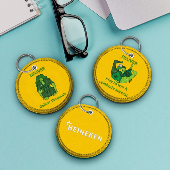 Round Fabric Badge Keychain